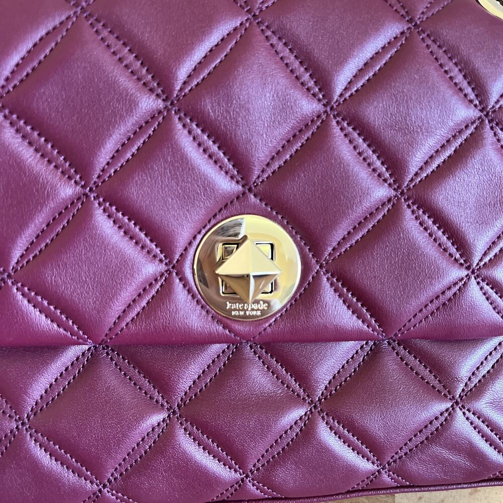 Kate Spade New York Natalia Leather Small Flap Crossbody Blackberry - Picture 8 of 16